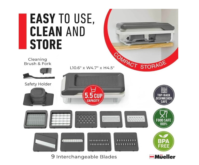 Vegetable Chopper, 16-in-1 Multifunctional Food Chopper, 8 Blades Vegetable Slicer, Onion Chopper Vegetable Cutter & Adjustable Veggie Slicer, Potato Dicer Chopper, Container for Salad Garlic